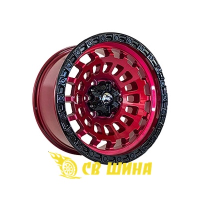 Диски Off Road Wheels OW1025 9x17 6x139,7 ET-12 DIA110,5 (red black lip black rivets)